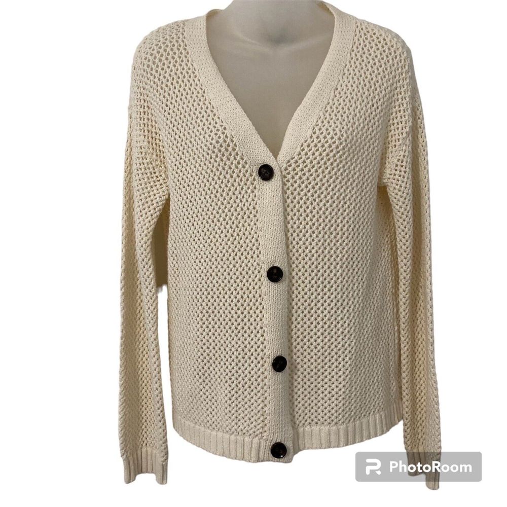 Art Class Cardigan Crochet Sweater Girls Sz XXL (18-20) Button Front Ivory Cream